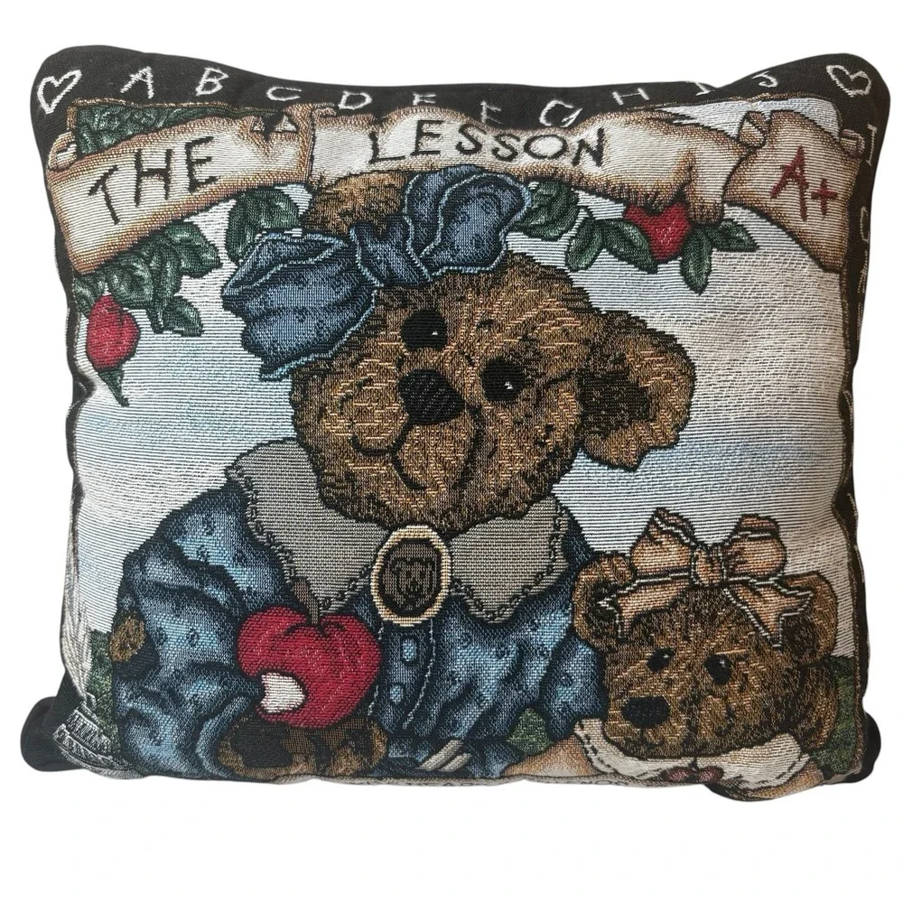 Boyds Bears Tapestry Pillow ~ The Lesson ~ Teacher ~ 14